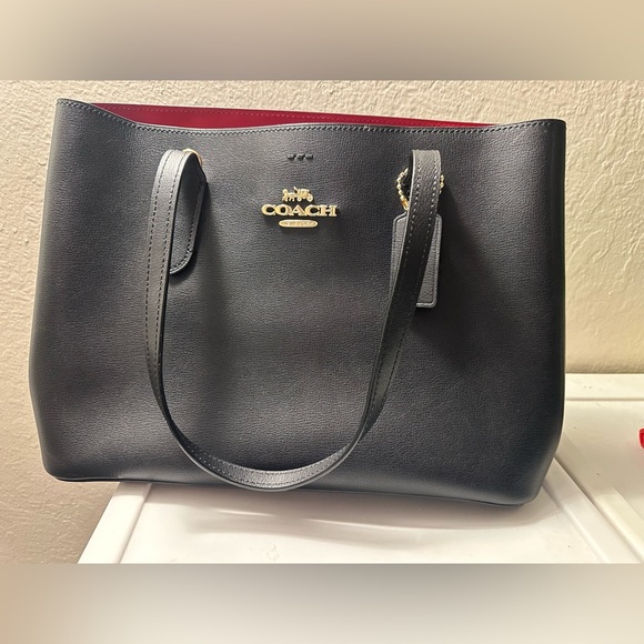 COACH Large Avenue Carryall handbag shoulder bag black leather tote F48733 - Picture 6 of 13